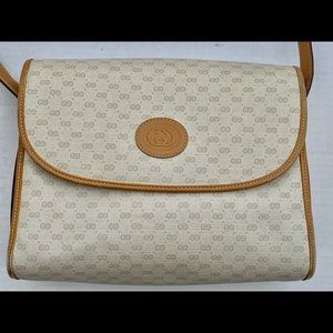 Authentic Vintage GUCCI crossbody beige white monogram 80s
